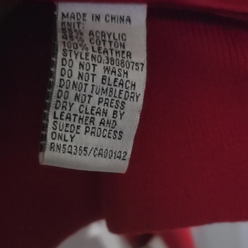 Red Leather Ruffle-Trim Jacket - Picture 5 of 7